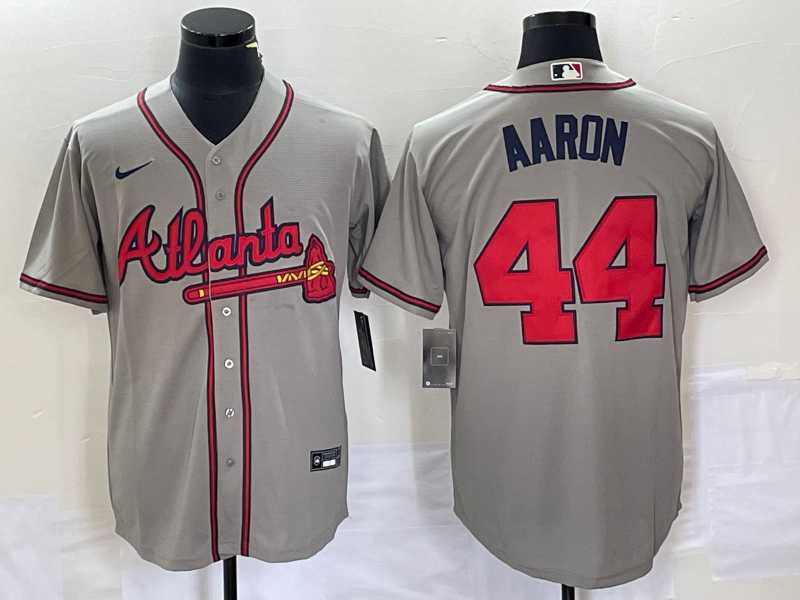 Men's Atlanta Braves #44 Hank Aaron Grey Stitched Cool Base Nike Jersey,We sell and wholesale Men's Atlanta Braves #44 Hank Aaron Grey Stitched Cool Base Nike Jersey on line form chian!